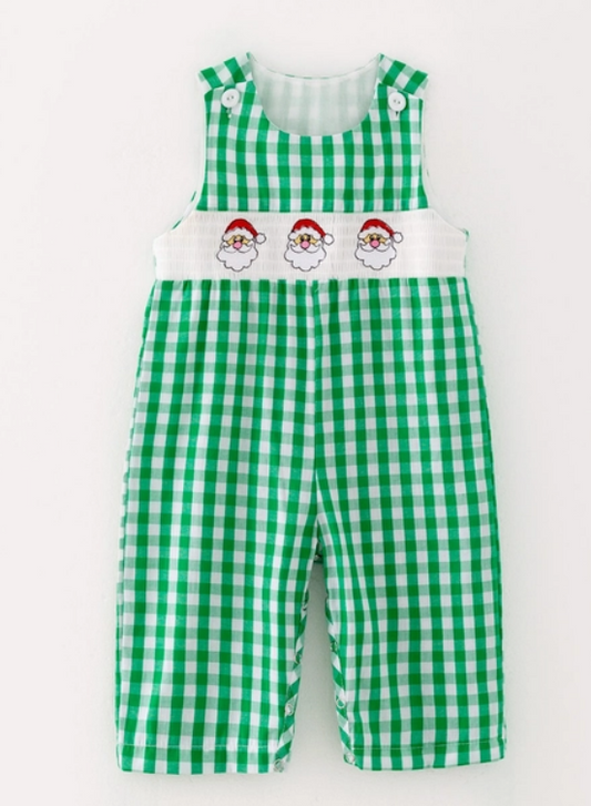 Green Santa Smocked Romper